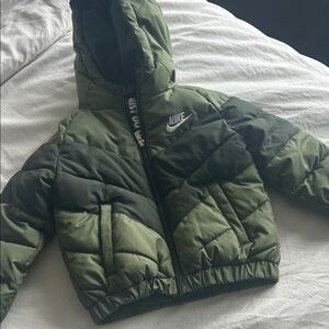 Toddler Nike Olive and Black Hooded Puffer Jacket